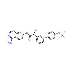 Nc1nccc2cc(NC(=O)[C@@H](O)c3cccc(-c4ccc(OC(F)(F)F)cc4)c3)ccc12 ZINC000207766664