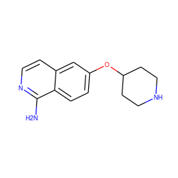 Nc1nccc2cc(OC3CCNCC3)ccc12 ZINC000066101153