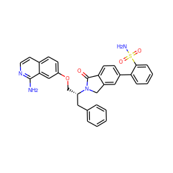 Nc1nccc2ccc(OC[C@@H](Cc3ccccc3)N3Cc4cc(-c5ccccc5S(N)(=O)=O)ccc4C3=O)cc12 ZINC000014166324