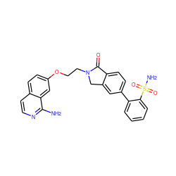 Nc1nccc2ccc(OCCN3Cc4cc(-c5ccccc5S(N)(=O)=O)ccc4C3=O)cc12 ZINC000029398914