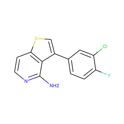 Nc1nccc2scc(-c3ccc(F)c(Cl)c3)c12 ZINC000028884746