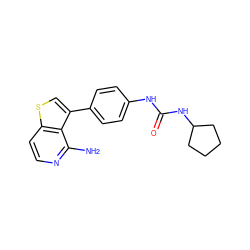 Nc1nccc2scc(-c3ccc(NC(=O)NC4CCCC4)cc3)c12 ZINC000028703850