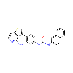 Nc1nccc2scc(-c3ccc(NC(=O)Nc4ccc5ccccc5c4)cc3)c12 ZINC000028703855