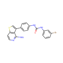 Nc1nccc2scc(-c3ccc(NC(=O)Nc4cccc(Br)c4)cc3)c12 ZINC000063298235