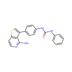 Nc1nccc2scc(-c3ccc(NC(=O)Nc4ccccc4)cc3)c12 ZINC000028703808