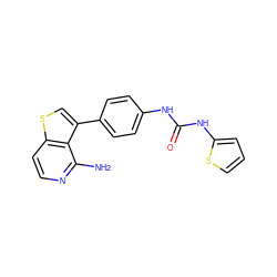 Nc1nccc2scc(-c3ccc(NC(=O)Nc4cccs4)cc3)c12 ZINC000028703856