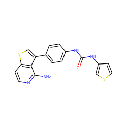 Nc1nccc2scc(-c3ccc(NC(=O)Nc4ccsc4)cc3)c12 ZINC000028703858