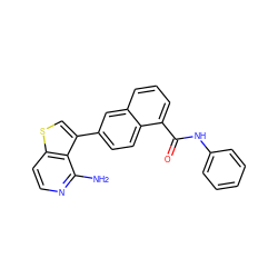 Nc1nccc2scc(-c3ccc4c(C(=O)Nc5ccccc5)cccc4c3)c12 ZINC000169350204