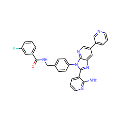 Nc1ncccc1-c1nc2cc(-c3cccnc3)cnc2n1-c1ccc(CNC(=O)c2cccc(F)c2)cc1 ZINC000095574552