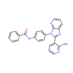 Nc1ncccc1-c1nc2cccnc2n1-c1ccc(NC(=O)c2ccccc2)cc1 ZINC000095574615