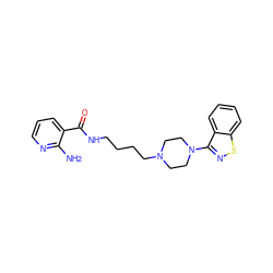 Nc1ncccc1C(=O)NCCCCN1CCN(c2nsc3ccccc23)CC1 ZINC000013760426