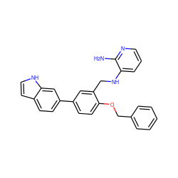 Nc1ncccc1NCc1cc(-c2ccc3cc[nH]c3c2)ccc1OCc1ccccc1 ZINC000011726158