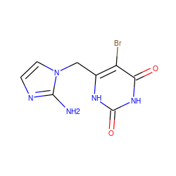 Nc1nccn1Cc1[nH]c(=O)[nH]c(=O)c1Br ZINC000013492934