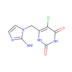 Nc1nccn1Cc1[nH]c(=O)[nH]c(=O)c1Cl ZINC000013492932