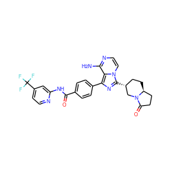 Nc1nccn2c([C@@H]3CC[C@H]4CCC(=O)N4C3)nc(-c3ccc(C(=O)Nc4cc(C(F)(F)F)ccn4)cc3)c12 ZINC000145531880