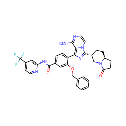 Nc1nccn2c([C@@H]3CC[C@H]4CCC(=O)N4C3)nc(-c3ccc(C(=O)Nc4cc(C(F)(F)F)ccn4)cc3OCc3ccccc3)c12 ZINC000217087208