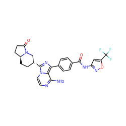 Nc1nccn2c([C@@H]3CC[C@H]4CCC(=O)N4C3)nc(-c3ccc(C(=O)Nc4cc(C(F)(F)F)on4)cc3)c12 ZINC000145584308