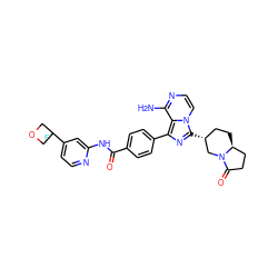 Nc1nccn2c([C@@H]3CC[C@H]4CCC(=O)N4C3)nc(-c3ccc(C(=O)Nc4cc(C5(F)COC5)ccn4)cc3)c12 ZINC000145618566