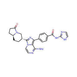 Nc1nccn2c([C@@H]3CC[C@H]4CCC(=O)N4C3)nc(-c3ccc(C(=O)Nc4ncc[nH]4)cc3)c12 ZINC000145481300