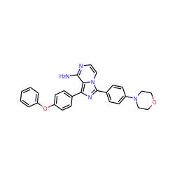 Nc1nccn2c(-c3ccc(N4CCOCC4)cc3)nc(-c3ccc(Oc4ccccc4)cc3)c12 ZINC000096168197