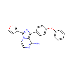 Nc1nccn2c(-c3ccoc3)nc(-c3ccc(Oc4ccccc4)cc3)c12 ZINC000096168189