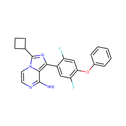 Nc1nccn2c(C3CCC3)nc(-c3cc(F)c(Oc4ccccc4)cc3F)c12 ZINC000096168073