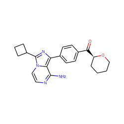 Nc1nccn2c(C3CCC3)nc(-c3ccc(C(=O)[C@@H]4CCCCO4)cc3)c12 ZINC000096168079