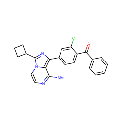 Nc1nccn2c(C3CCC3)nc(-c3ccc(C(=O)c4ccccc4)c(Cl)c3)c12 ZINC000096168087