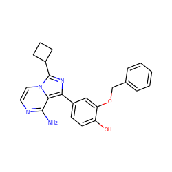 Nc1nccn2c(C3CCC3)nc(-c3ccc(O)c(OCc4ccccc4)c3)c12 ZINC000028885101