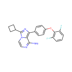 Nc1nccn2c(C3CCC3)nc(-c3ccc(Oc4c(F)cccc4F)cc3)c12 ZINC000096168124