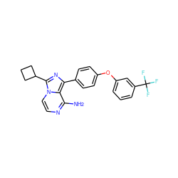 Nc1nccn2c(C3CCC3)nc(-c3ccc(Oc4cccc(C(F)(F)F)c4)cc3)c12 ZINC000096168220