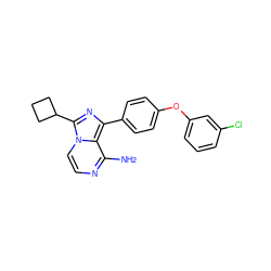 Nc1nccn2c(C3CCC3)nc(-c3ccc(Oc4cccc(Cl)c4)cc3)c12 ZINC000095581803