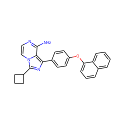 Nc1nccn2c(C3CCC3)nc(-c3ccc(Oc4cccc5ccccc45)cc3)c12 ZINC000096168223