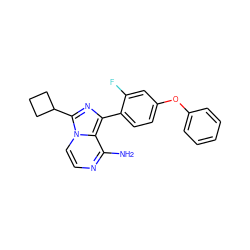 Nc1nccn2c(C3CCC3)nc(-c3ccc(Oc4ccccc4)cc3F)c12 ZINC000095583414