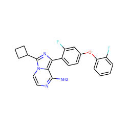 Nc1nccn2c(C3CCC3)nc(-c3ccc(Oc4ccccc4F)cc3F)c12 ZINC000096168212