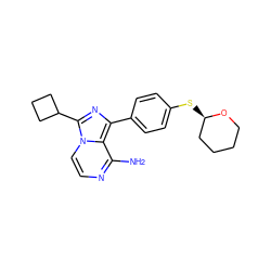 Nc1nccn2c(C3CCC3)nc(-c3ccc(S[C@@H]4CCCCO4)cc3)c12 ZINC000096168081