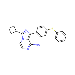 Nc1nccn2c(C3CCC3)nc(-c3ccc(Sc4ccccc4)cc3)c12 ZINC000095581499