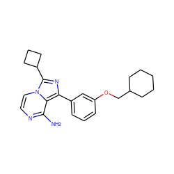 Nc1nccn2c(C3CCC3)nc(-c3cccc(OCC4CCCCC4)c3)c12 ZINC000028885145