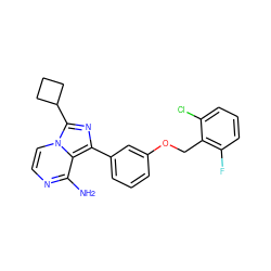 Nc1nccn2c(C3CCC3)nc(-c3cccc(OCc4c(F)cccc4Cl)c3)c12 ZINC000028885525