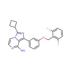 Nc1nccn2c(C3CCC3)nc(-c3cccc(OCc4c(F)cccc4F)c3)c12 ZINC000028885474