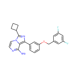 Nc1nccn2c(C3CCC3)nc(-c3cccc(OCc4cc(F)cc(F)c4)c3)c12 ZINC000028885485