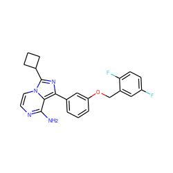 Nc1nccn2c(C3CCC3)nc(-c3cccc(OCc4cc(F)ccc4F)c3)c12 ZINC000028885463