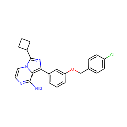 Nc1nccn2c(C3CCC3)nc(-c3cccc(OCc4ccc(Cl)cc4)c3)c12 ZINC000028885312