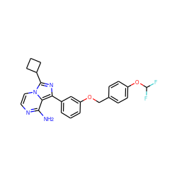 Nc1nccn2c(C3CCC3)nc(-c3cccc(OCc4ccc(OC(F)F)cc4)c3)c12 ZINC000028885391