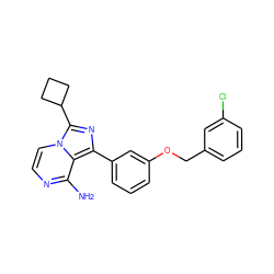 Nc1nccn2c(C3CCC3)nc(-c3cccc(OCc4cccc(Cl)c4)c3)c12 ZINC000028885303