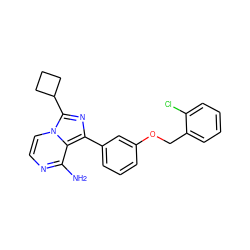 Nc1nccn2c(C3CCC3)nc(-c3cccc(OCc4ccccc4Cl)c3)c12 ZINC000028885287