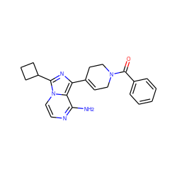 Nc1nccn2c(C3CCC3)nc(C3=CCN(C(=O)c4ccccc4)CC3)c12 ZINC000096168246