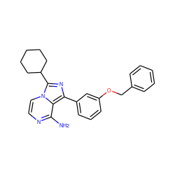 Nc1nccn2c(C3CCCCC3)nc(-c3cccc(OCc4ccccc4)c3)c12 ZINC000053177218