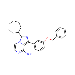 Nc1nccn2c(C3CCCCCC3)nc(-c3cccc(OCc4ccccc4)c3)c12 ZINC000053188569