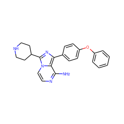 Nc1nccn2c(C3CCNCC3)nc(-c3ccc(Oc4ccccc4)cc3)c12 ZINC000096168062